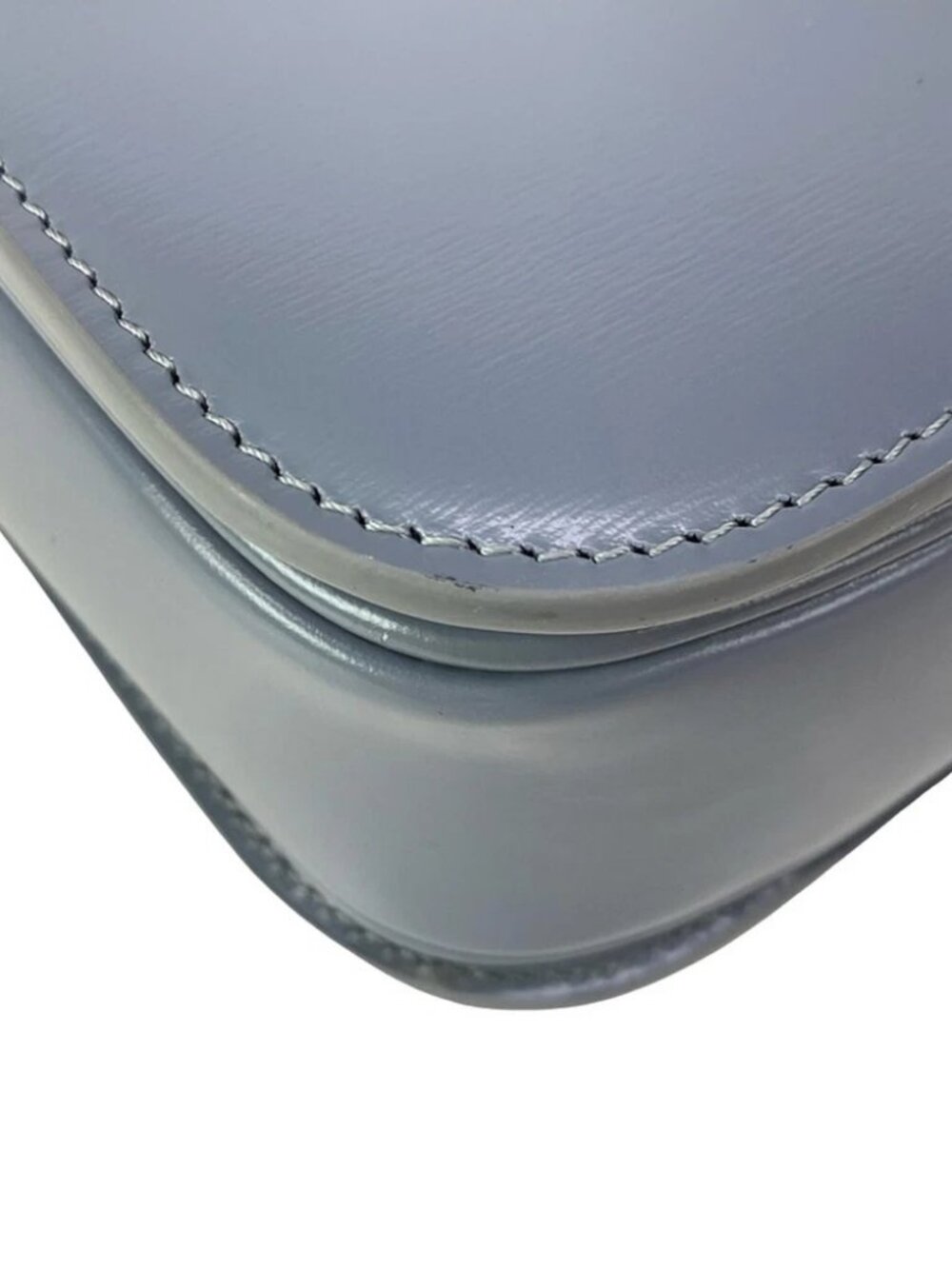 CELINE Triomphe Medium - Blue Gray Shiny Calfskin Shoulder Bag - Picture 13 of 16